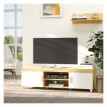 TV-Kast - Zaza Home - Schelpplanken Deuren - Kabelmanagement - Wit