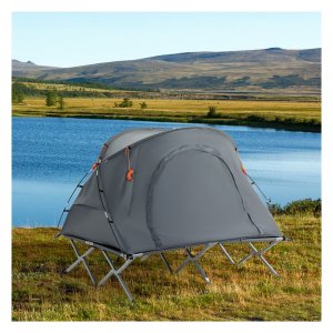 Campingbed - Hoogwaardig Merk - Opblaasbaar - Verhoogd - Grijs