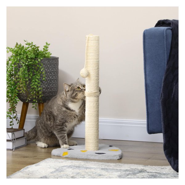 Krabpaal - Kattenparadijs - Krasbal - Jute kolom - Lichtgrijs + beige