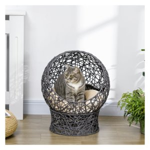 Kattenbedje - Comfortmax - Kussen & kattenhuisje - Paars/Wit