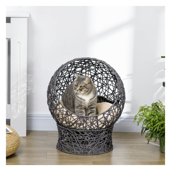 Kattenbedje - Comfortmax - Kussen & kattenhuisje - Paars/Wit
