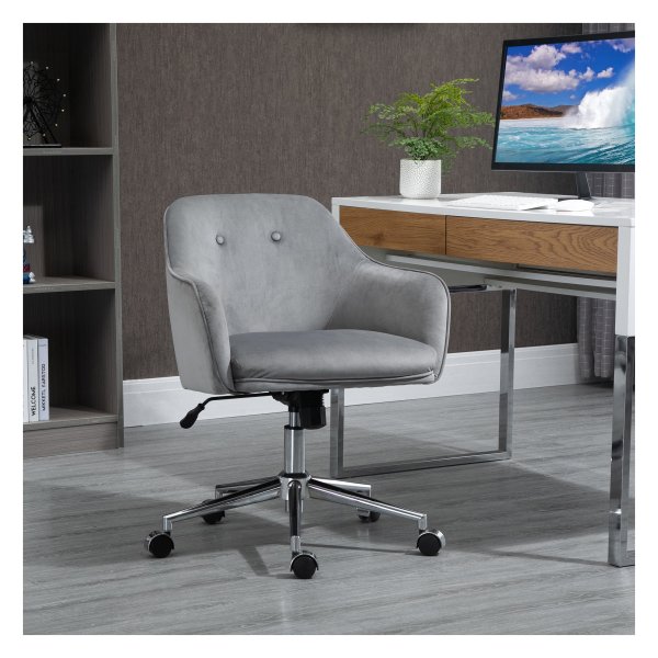 Ergonomische bureaustoelstoel met schommelfunctie Hoogte verstelbaar 360 ° drumwielen lichtgrijs 61 x 59 x 80,90,5 cm