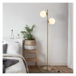 Staande lamp - Leglamp met 2-delige lampenkap - Staal en glas