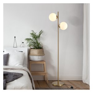 Staande lamp - Leglamp met 2-delige lampenkap - Staal en glas