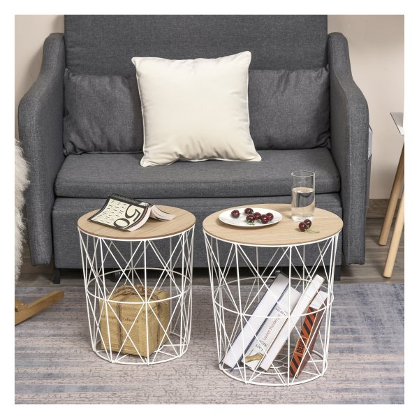 Salontafelset - ModernHome - Natuurlijk hout design – Metaal frame - Wit