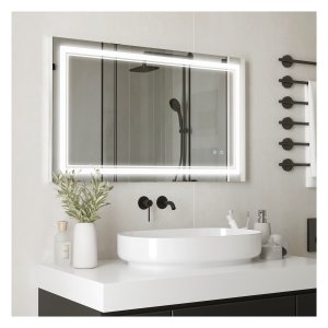 Badkamerspiegel - LuxeLife - LED verlichting - Aanraakschakelaar - Zwart