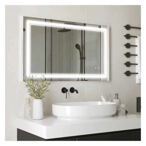 Badkamerspiegel - LuxeLife - LED verlichting - Aanraakschakelaar - Zwart