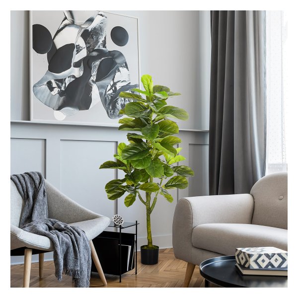 Kunstplant, kunstmatige plant, vijgenboom, kunstboom in de pot, huisplant voor interieurdecoratie, 150 cm, groen