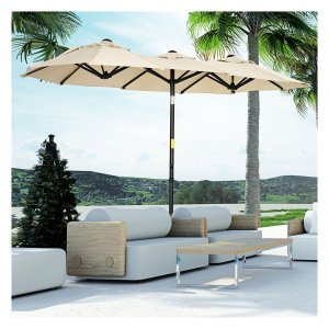 Parasol - Luxe Garden - Verstelbare hoek - Dubbel zonnescherm - Kaki