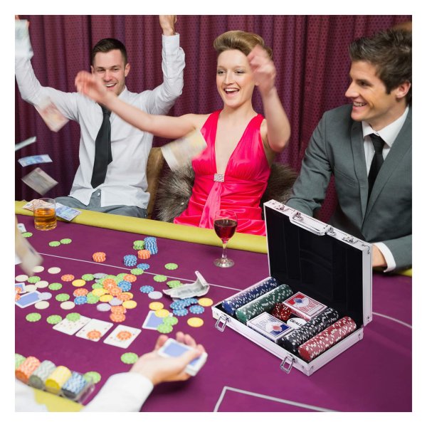 Pokerset - Classic Games - 200 pokerschijven - 2 kaartspellen - zwart