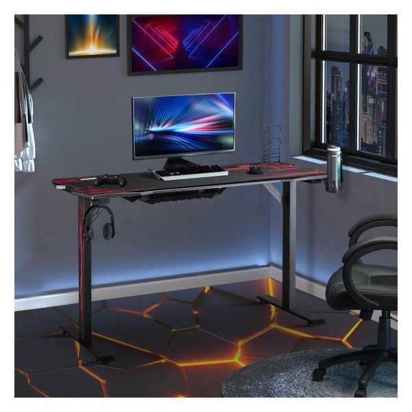 Gamingbureau - GamerzParadise - Hoofdtelefoonhaak - Bekerhouder - Zwart/Rood