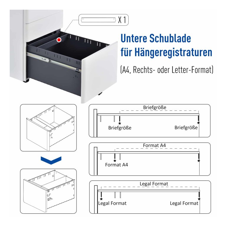Vinsetto Archiefkast, Rolcontainer, 3 Lades & Hangmapframe, Slot, Stalen Behuizing, 39x48x59 cm, Wit Grijs | Netherlands