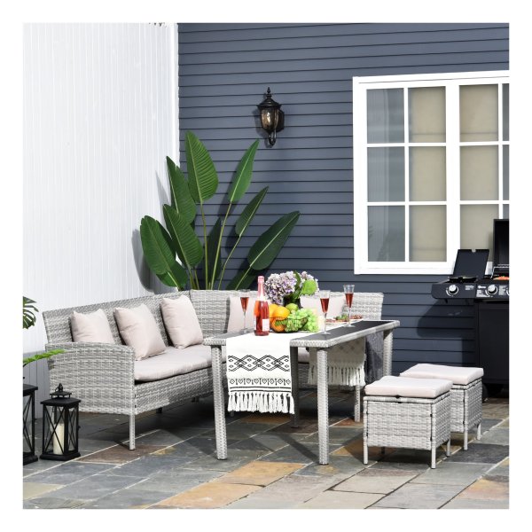 Tuinmeubelset – LuxeLife - Rieten design – Metaal - Grijs