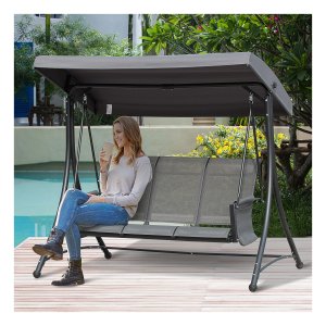 Tuinschommel - LuxeLeven - Zonnedak - Zijtafel - Grijs