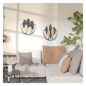 Wandafbeeldingen - 3D-effect – Metaal - Zwart & natuurlijk