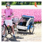 Kinderfietsaanhanger - Veilige zitbankjes - Stalen frame - Blauw