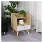 Nachtkastje - Zaza Home - Lade en plank - Massief hout - Bruin