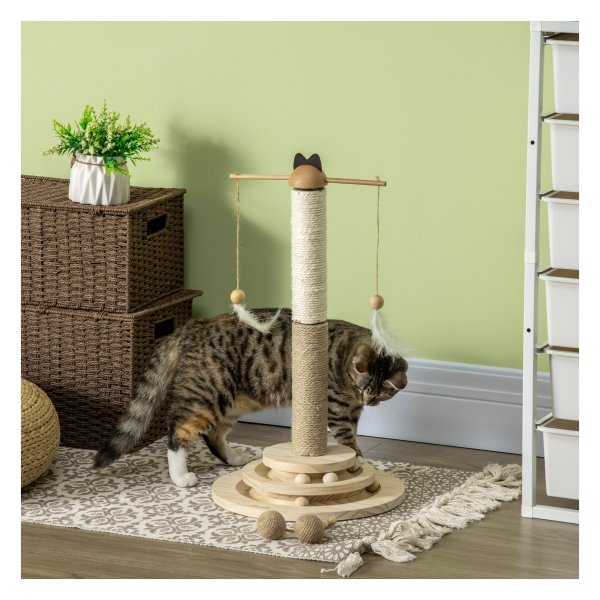 Kattenboom - Krabtastic - Natuurlijk hout - Balspeelgoed - Bruin