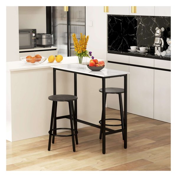 Eetset - Stalen design - Modern en trendy - Zwart en wit
