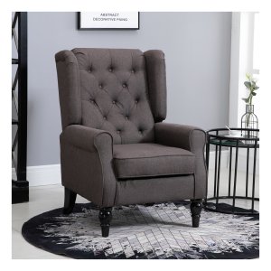 Fauteuil - Individual - Houten poten - Polyester - Bruin