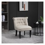Fauteuil - Retro Comfort - Linnen Bekleding - Beige/Zwart