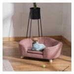 Hondenbed - Foofa - met kussen en zachte pluche - dennenroze