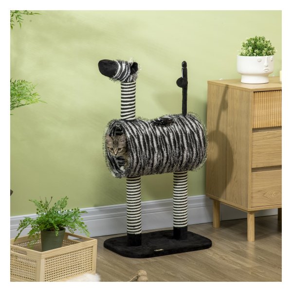 Kattentunnel - HappyCat - Zebraprint - Jute - Zwart-wit