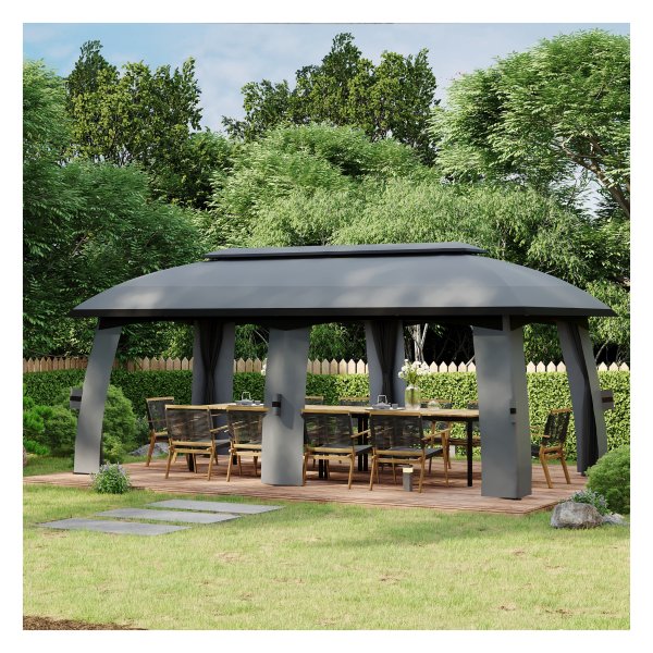 Partytent - LuxeGarden - Dubbel dak - Zijwanden - Donkergrijs