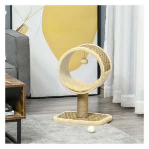 Kattenspeelboom - PawHut - Klimstam en speelgoed - Khaki/Lichtbruin
