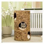 Kattenkrabpaal - HappyCat - Met grotten - Inclusief kussen - Lichtbruin