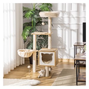Krabpaalvrachtwagen - Klimplatform - Houten constructie - Beige