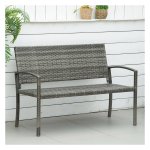 Tuinbank - Rattan-look - Stalen frame - Grijs