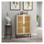 Zijtafel - Eikenhout - 3 etages - Rotan-look - Bruin