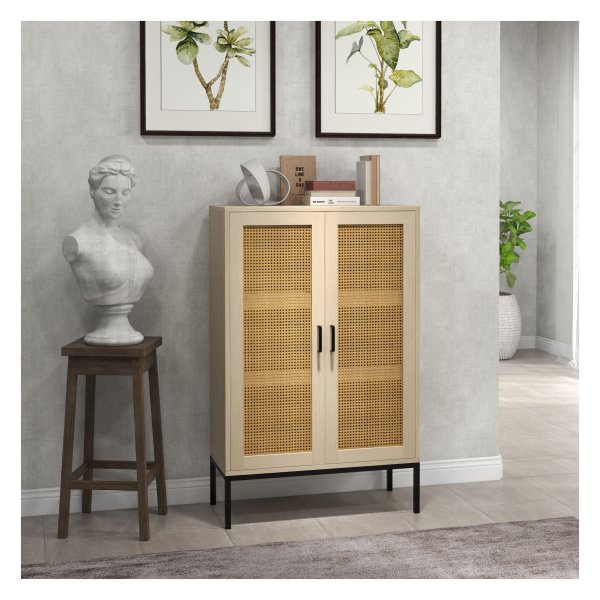 Zijtafel - Eikenhout - 3 etages - Rotan-look - Bruin