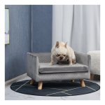 Hondenmandklein - FluffyPets - fluweelzachte touch - houten poten - grijs