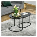 Salontafel - Zaza Home - Faux marmeren blad - Stapelbaar - Zwart