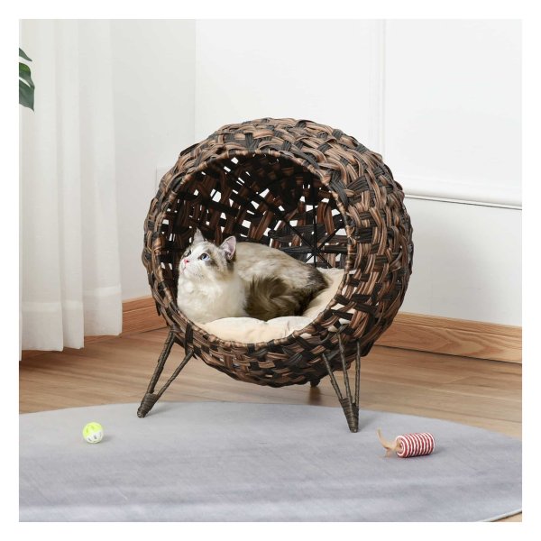 Kattenmeubel – Rattan - Kussens – Verhoogde voeten - Bruin