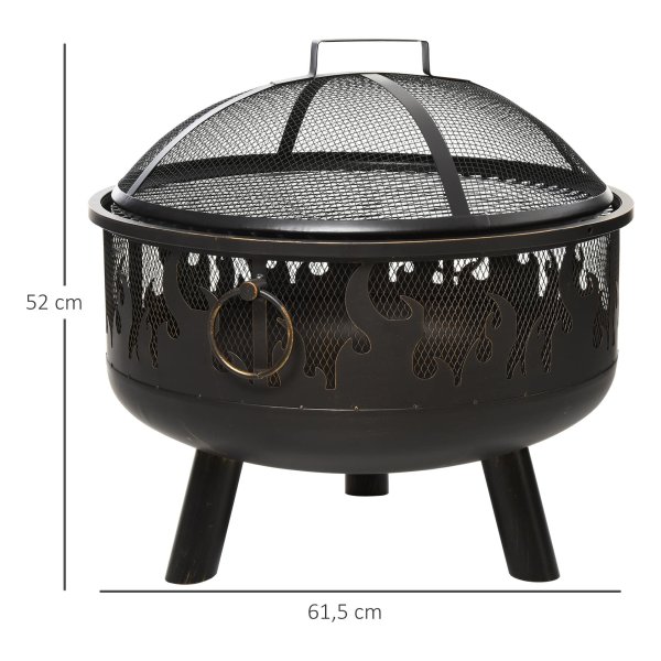 Vuurkorfvuurschaal - Tuin BBQ - 2-in-1 functionaliteit - Vonkbescherming - Zwart