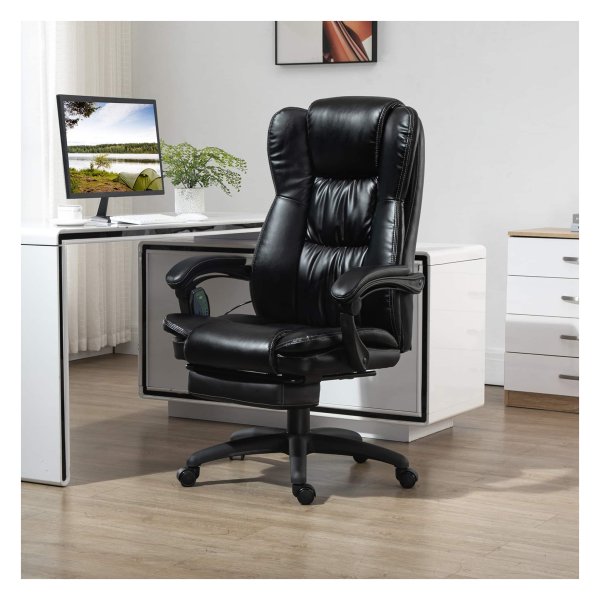 Kantoorstoelmassagefunctie - ComfortMax - Voetsteun - Zwart