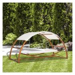 Hangmatframe - Met Zonnedak - Inclusief Kussens - Crème Wit