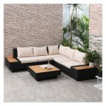 Tuinset - Luxe Poly Rattan - Lounge meubels - Zwarte stoelkussens