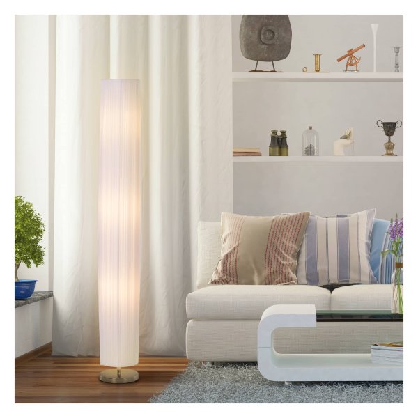 Vloerlamp - LuxLight - Roestvrijstalen - Textielen - Zilver/wit