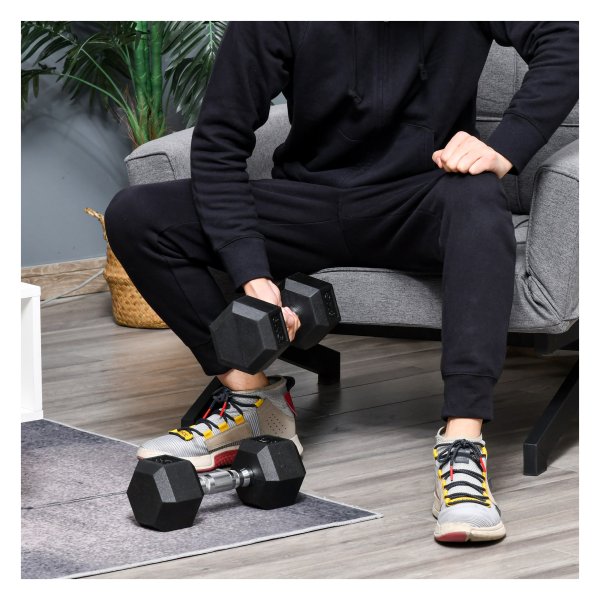 Dumbbells - Gegoten handgrepen - Zeshoekig - Zwart