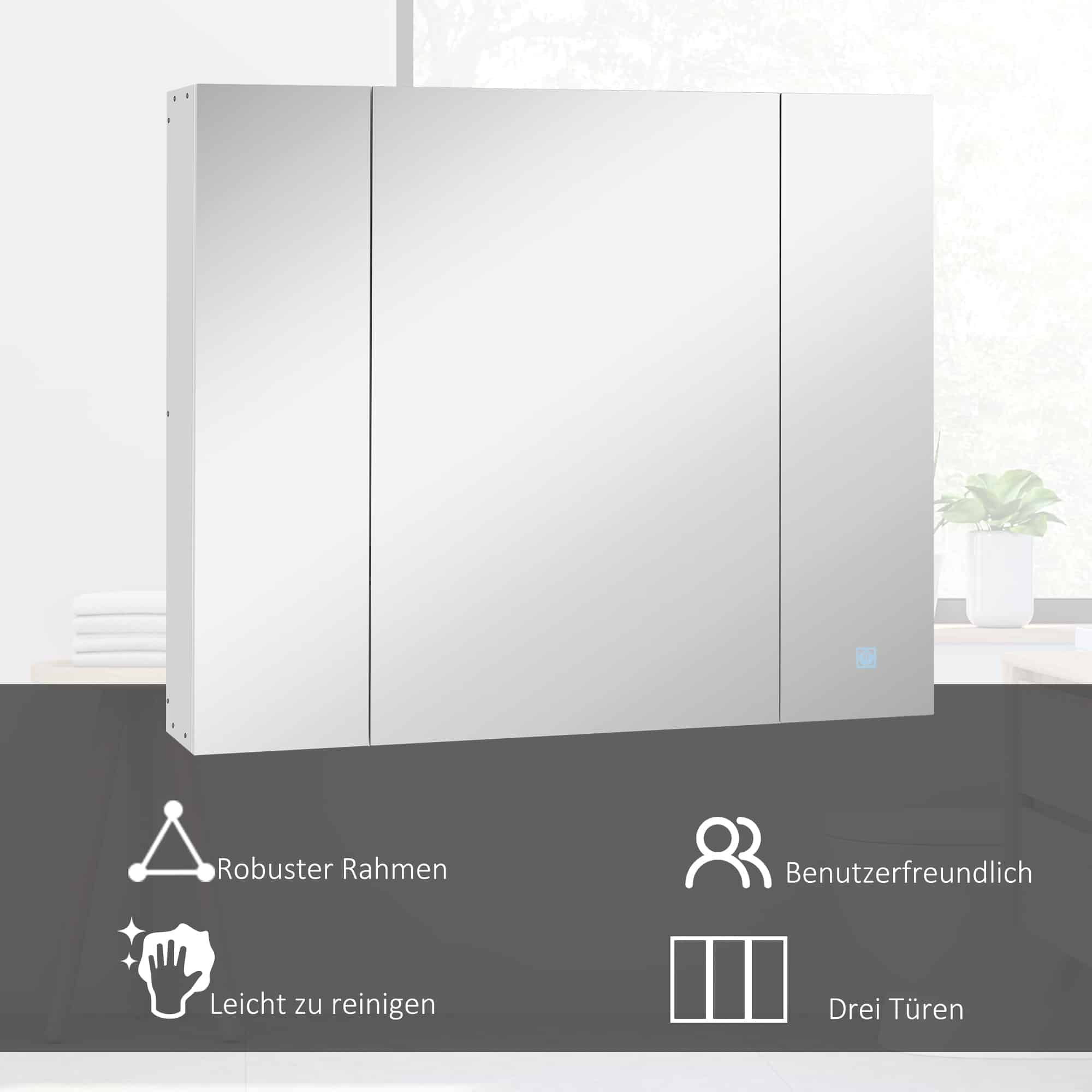 FOREHILL Led-spiegelkast badkamer met verlichting, roestvrij staal