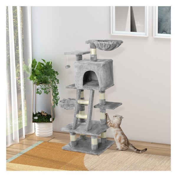Klimboom - Krabbelende postkatten - Meerdere niveaus - Grijs
