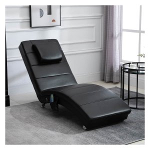 Massagestoel - Comfort Plus - Hoge rugleuning - Kunstleren kussen - Zwart