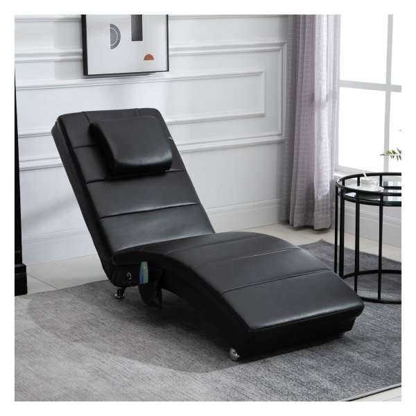Massagestoel - Comfort Plus - Hoge rugleuning - Kunstleren kussen - Zwart