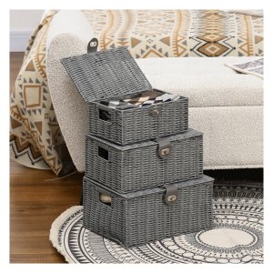 Opbergset - TrendyLiving - Met deksels en sluitingen - Grijs