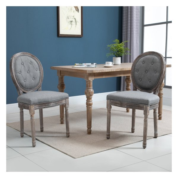 Eetkamerstoelen - RetroLiving - Ademende bekleding - Rubberhout - Grijs