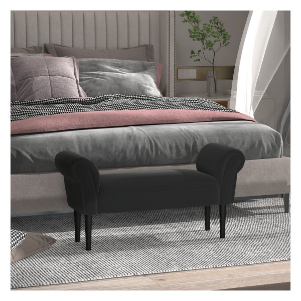 Slaapkamerbank - ComfortHome - Gestoffeerd - Bedbank - Zwart